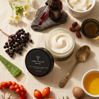 Lume Tallow Recovery Moisturizer applied to dry irritated skin — calms redness and rebuilds the skin barrier with Dragon's Blood Resin and Niacinamide