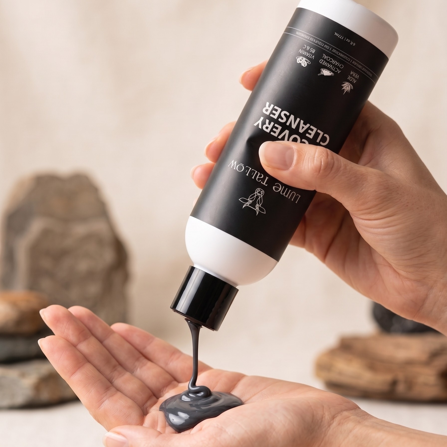 Lume Tallow Recovery Cleanser product detail — sulfate-free post-procedure face wash with Activated Charcoal, Tamanu Oil, and Organic Rooibos